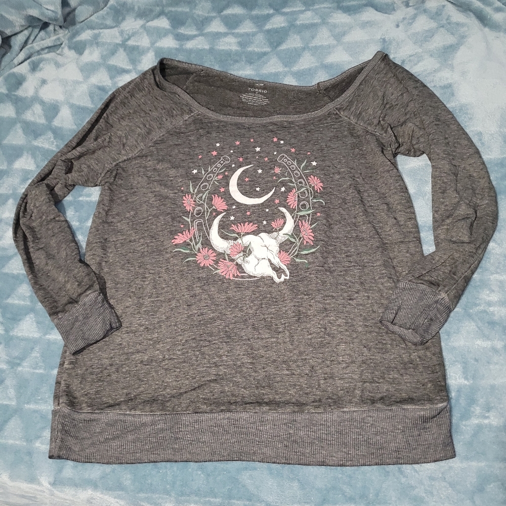Torrid Off the Shoulder Burnout Top - Picture 2 of 5